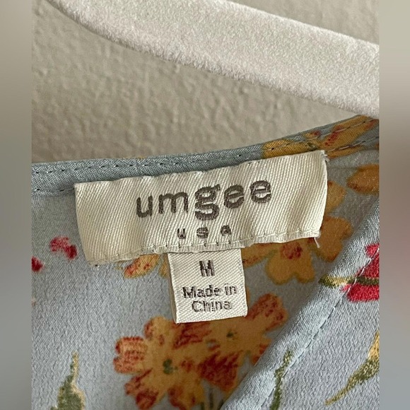 Umgee - Blue Floral Faux Wrap Midi Dress -‎ Women's M - Picture 2 of 4